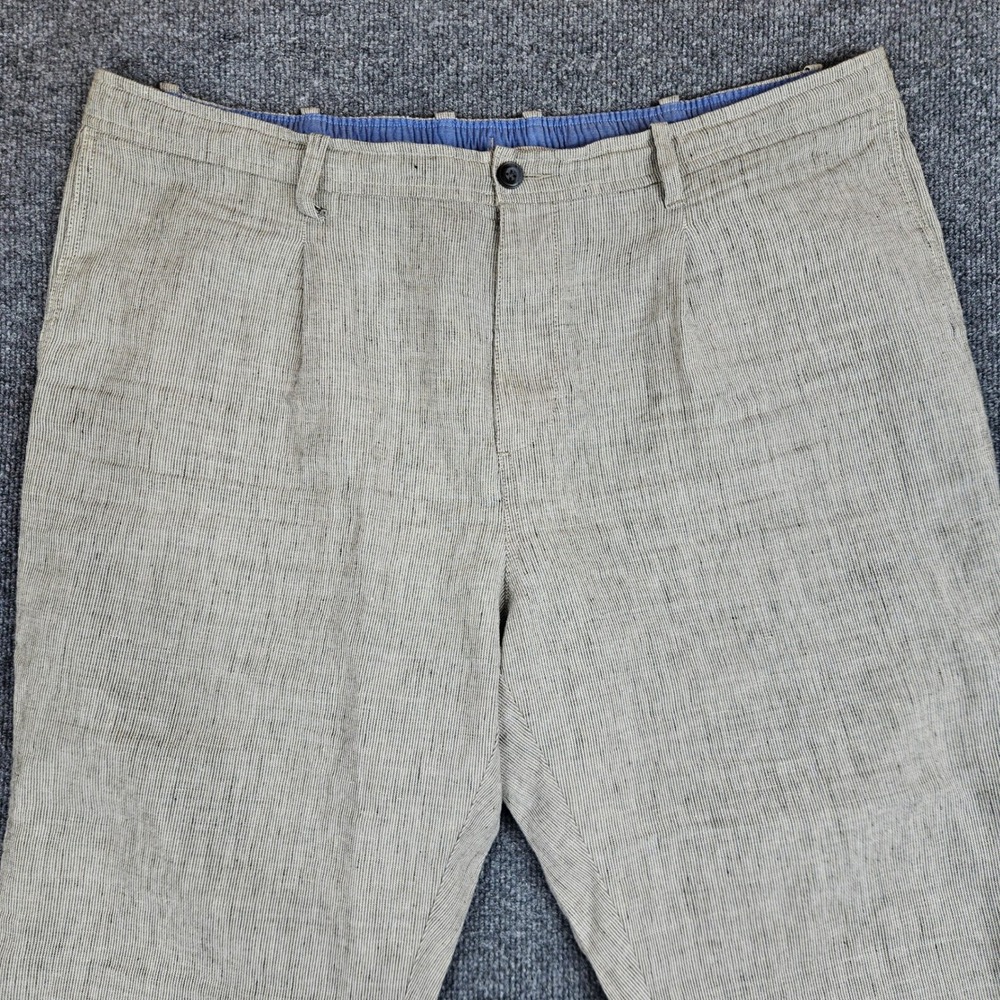 Tommy Bahama Beach Coast Linen Pants Mens 2XLB Full Elastic Tan Gray Herringbone - Picture 10 of 11